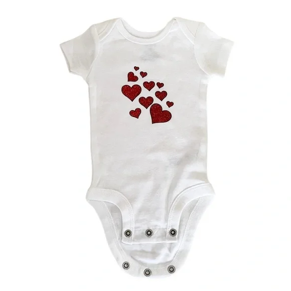 Carter’s Newborn Baby Handmade Hearts Graphic White One-Piece with Snaps - Picture 5 of 13